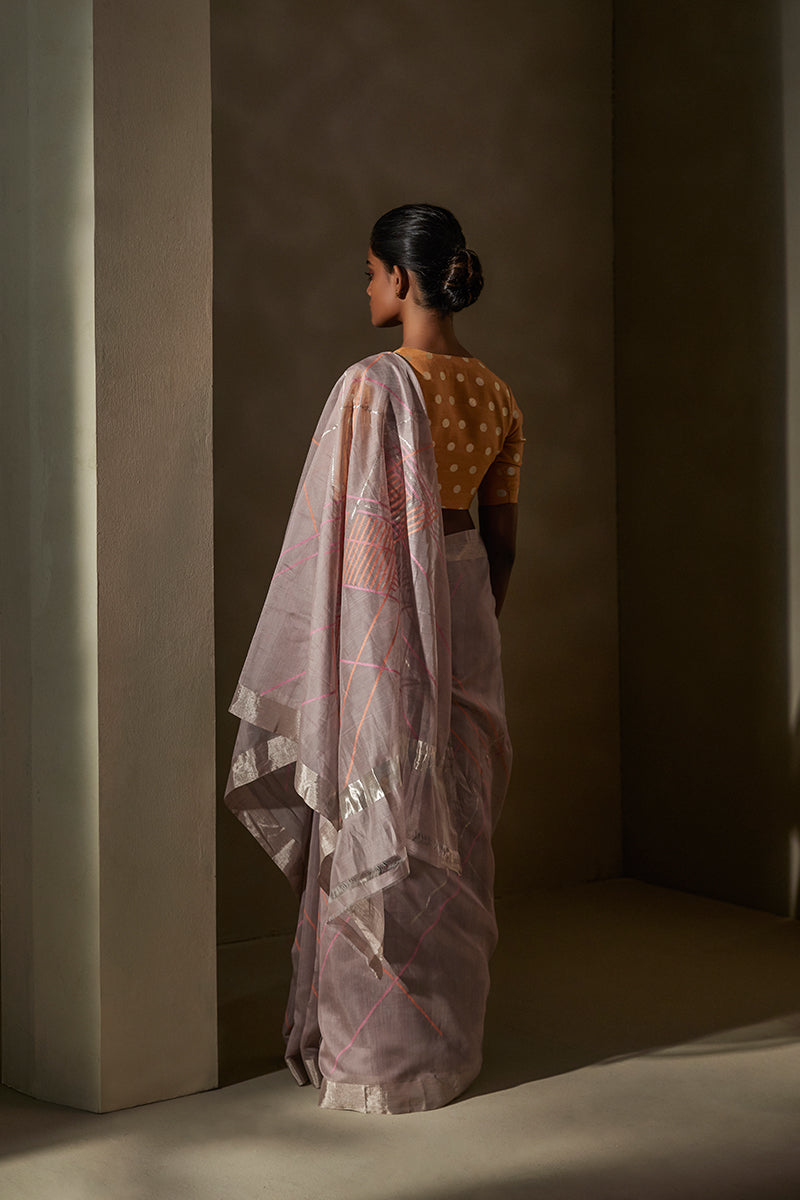 Mauve Chanderi Jaamdani Sari