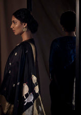 Black Banarasi Silk Sari from our Origami collection