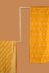Yellow Banarasi Silk Unstitched  Suit set