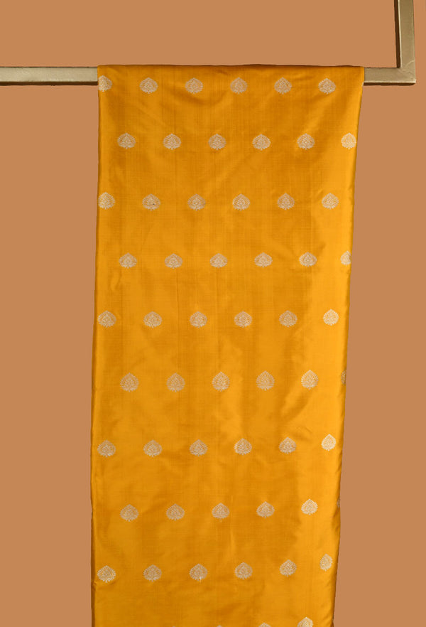 Yellow Banarasi Silk Unstitched  Suit set