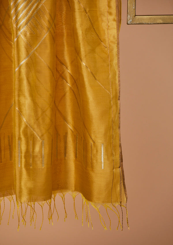 Yellow Chanderi Jaamdani Dupatta from our collection "Lines"