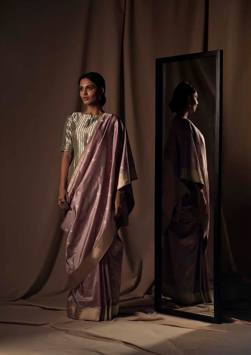 Lilac Banarasi Silk Sari  from our Origami collection