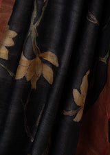 Dark Grey Tassar Handpainted Sari, from our collection Kalam