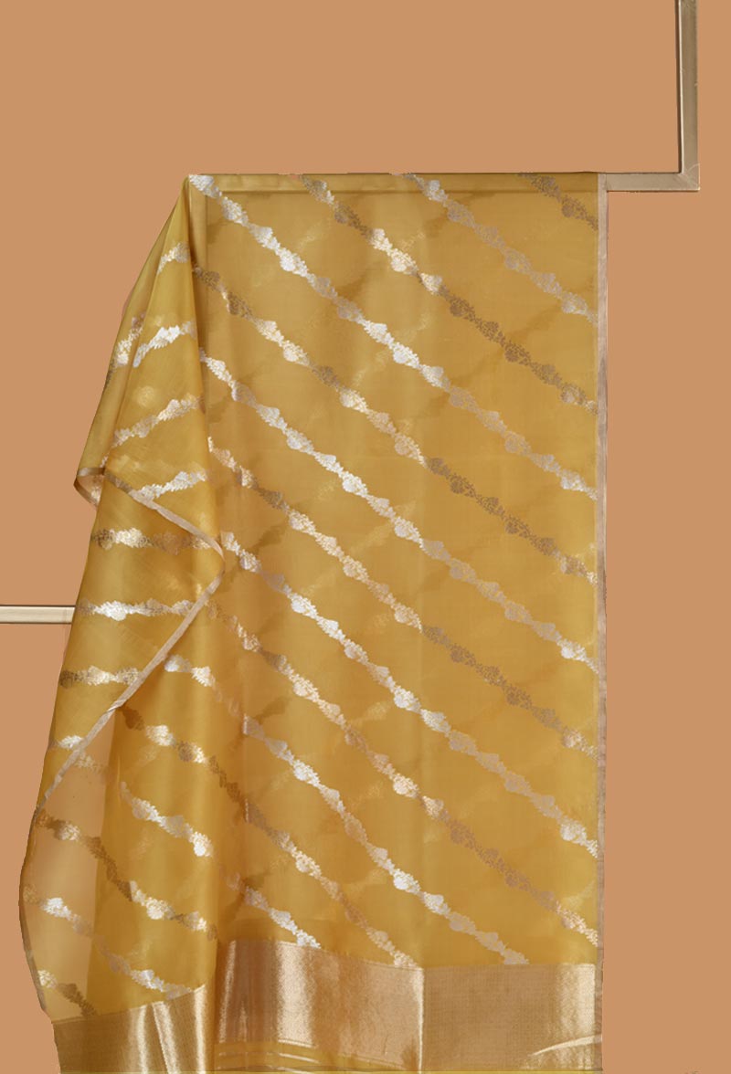 Organza Dupatta with Diagonal Zari Lines