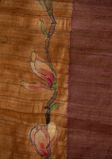 Light Brown Tassar Handpainted Sari, from our collection Kalam