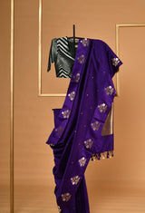 Violet Banarasi Silk Sari