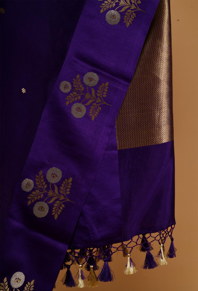 Violet Banarasi Silk Sari