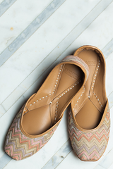 Beige Chevron Threadwork Jutti