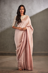 Powder Pink Silk Banarasi Sari