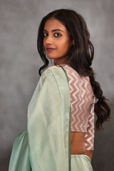 Powder Blue Silk Banarasi Sari