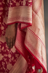Fuschia Pink Silk Banarasi Sari