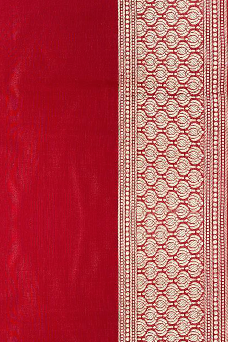 Crimson Red Silk Banarasi Sari