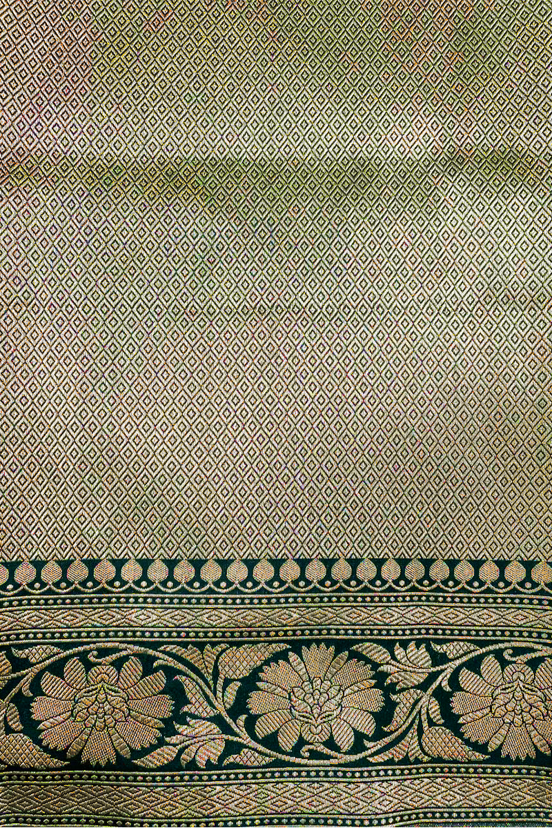 Emerald Green Silk Banarasi Sari