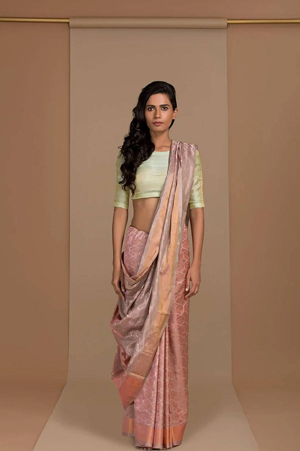 Pink Real Zari Silk Upadda Sari