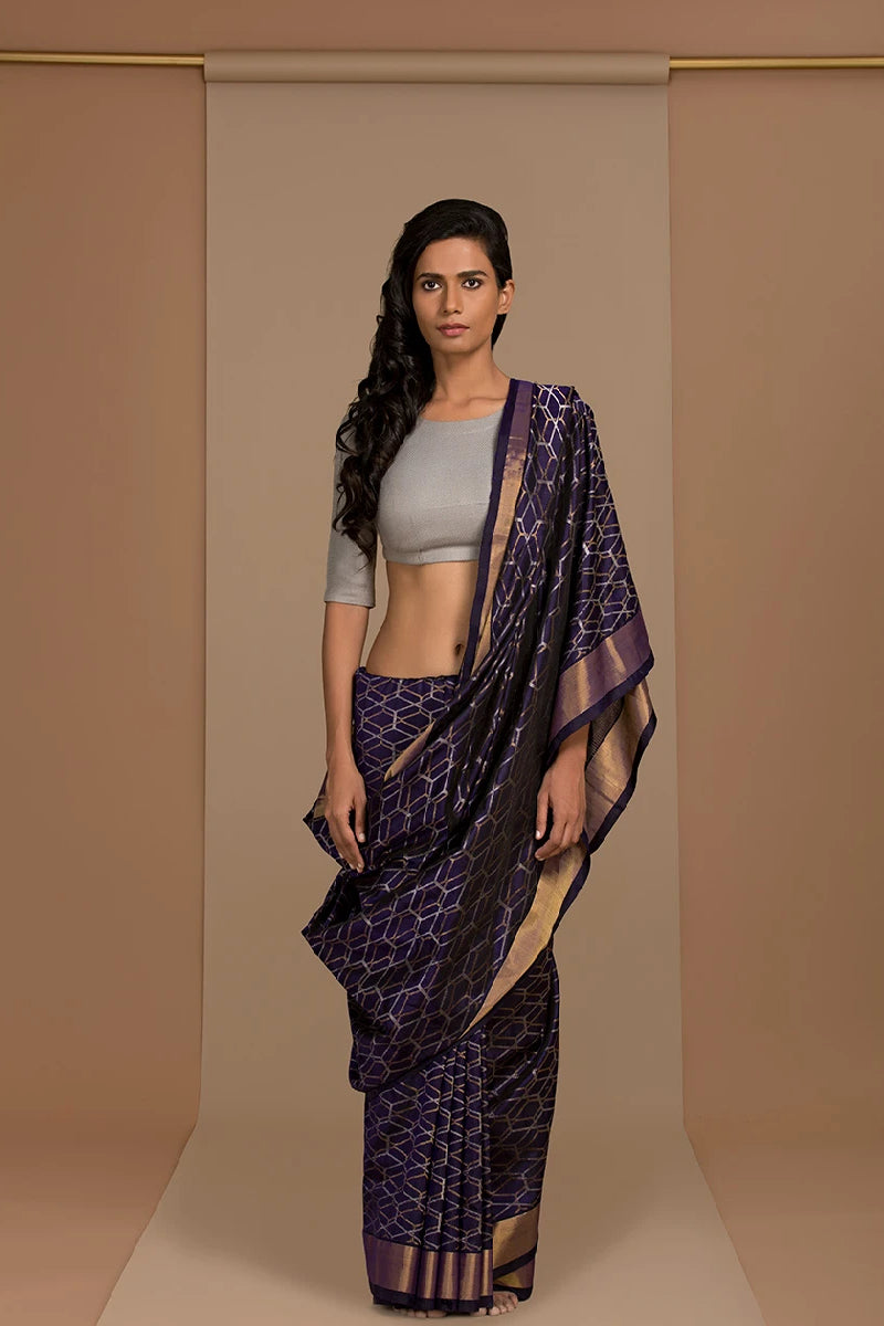 Royal Blue Real Zari Silk Upadda Sari