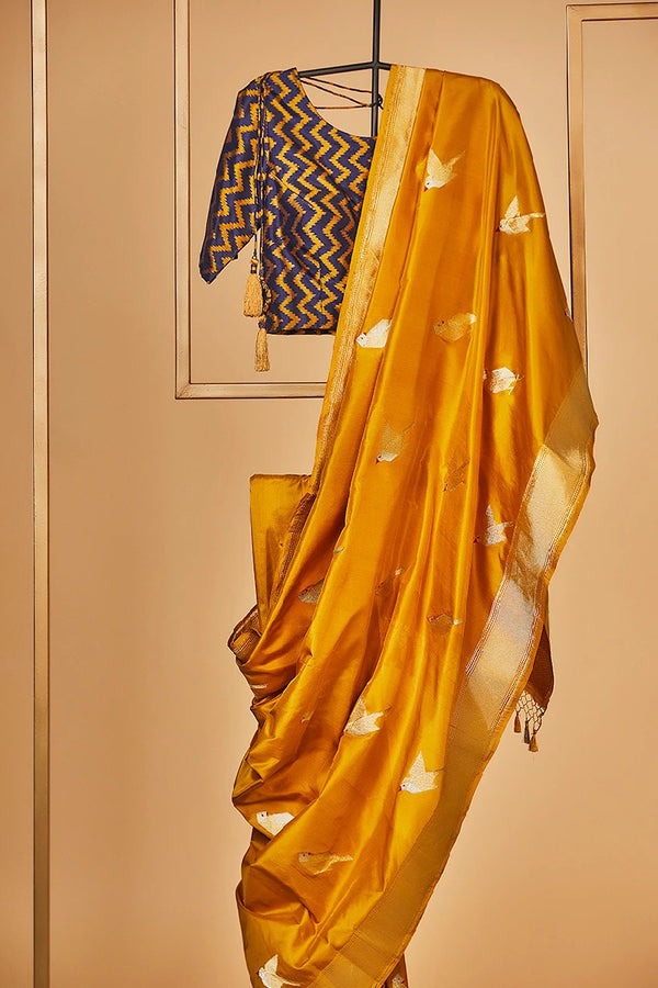 Mustard Yellow  Banarasi Silk Sari  from our Origami collection