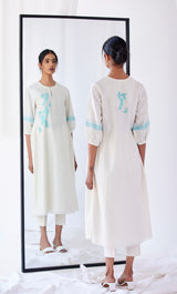 Aqua Blue Chanderi Suit Set, Print & Embroidery from our collection Lakeerein