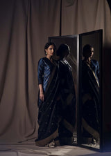 Black Banarasi Silk Sari from our Origami collection