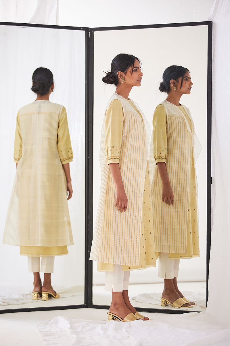 Mustard Yellow Chanderi Suit Set, Print & Embroidery from our collection Lakeerein